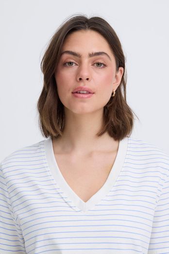Fransa Feba T-Shirt White / Hydrangea Stripe