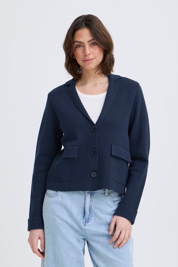 Fransa Ita Cardigan Navy Blazer