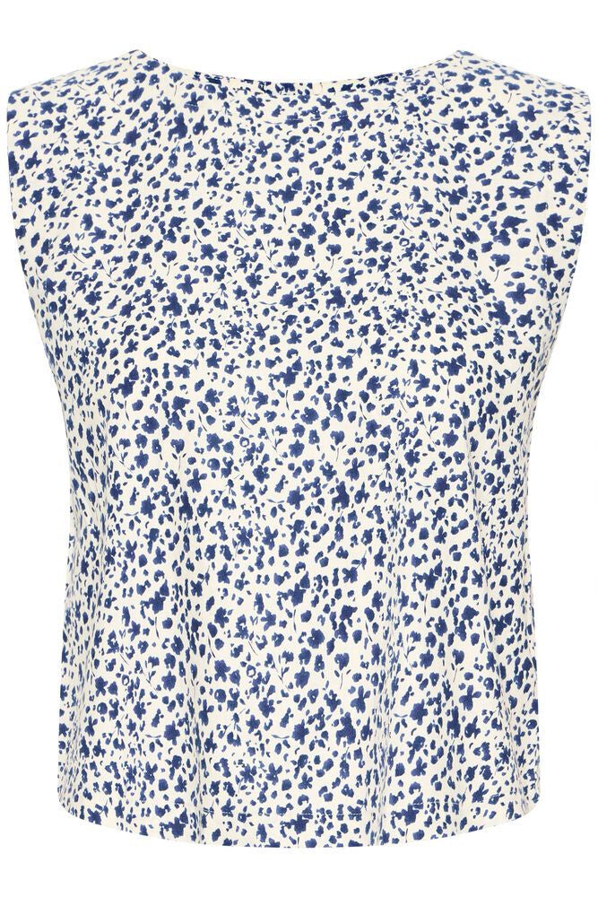 b.young Falakka O-Neck Blouse Medieval Blue Flower