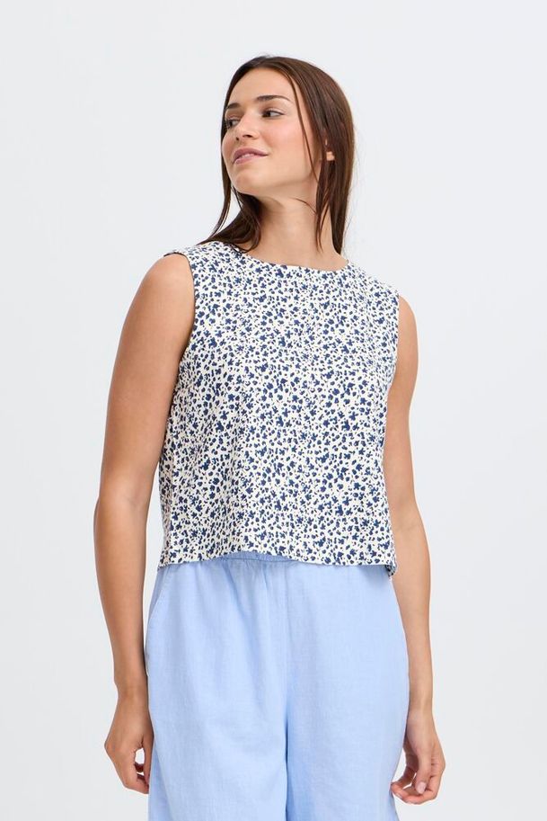 b.young Falakka O-Neck Blouse Medieval Blue Flower