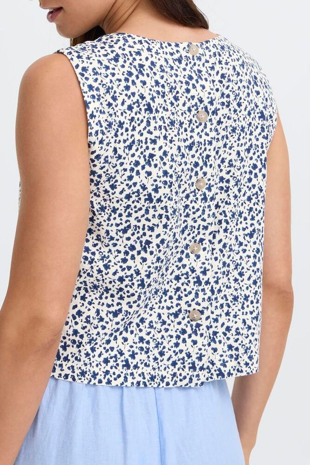 b.young Falakka O-Neck Blouse Medieval Blue Flower