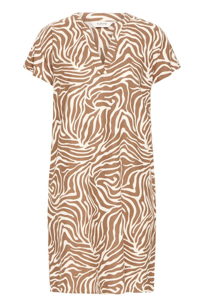 b.young Falakka V Neck Dress Woodsmoke Animal