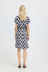 b.young Joella O-Neck Dress Ogee Ikat Med Blue