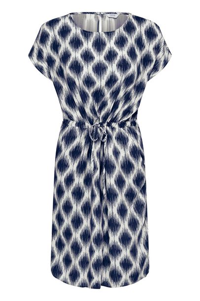 b.young Joella O-Neck Dress Ogee Ikat Med Blue
