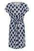 b.young Joella O-Neck Dress Ogee Ikat Med Blue