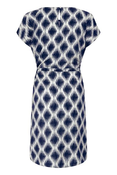b.young Joella O-Neck Dress Ogee Ikat Med Blue