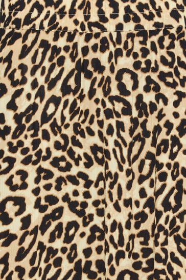 Fransa Ease Skirt Brown Leopard Art