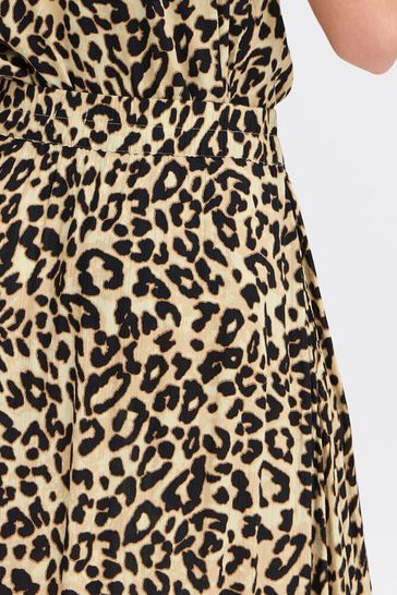 Fransa Ease Skirt Brown Leopard Art