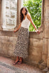 Fransa Ease Skirt Brown Leopard Art