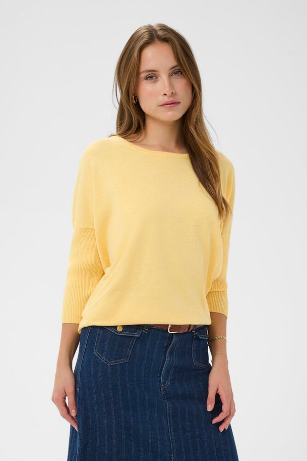 Saint Tropez Mila R-Neck Pullover Lemon Drop Melanage