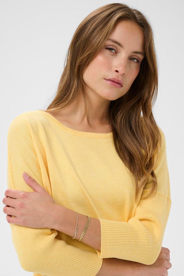 Saint Tropez Mila R-Neck Pullover Lemon Drop Melanage