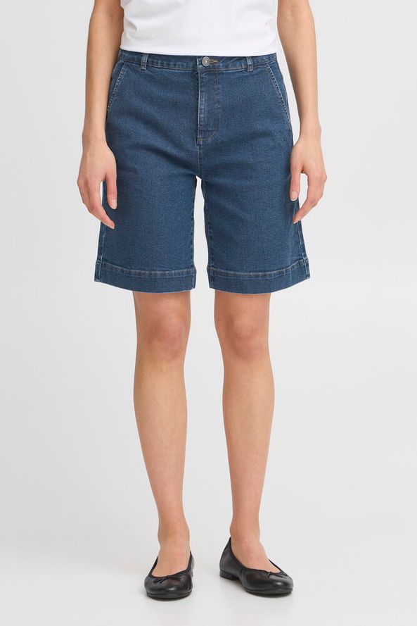Fransa Denima Shorts Mid Blue Denim
