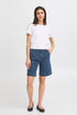 Fransa Denima Shorts Mid Blue Denim