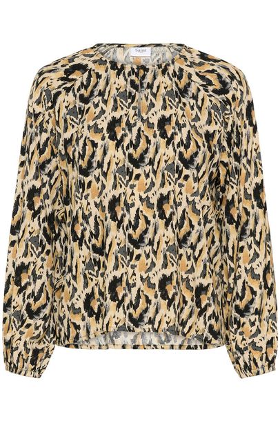 Saint Tropez Osina Blouse Tannin Blurry Animal