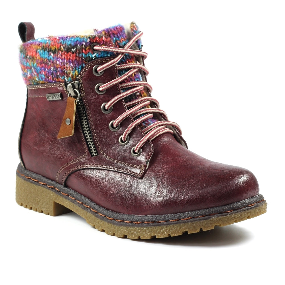 Lunar Jalapeno Burgundy Waterproof Ankle Boot