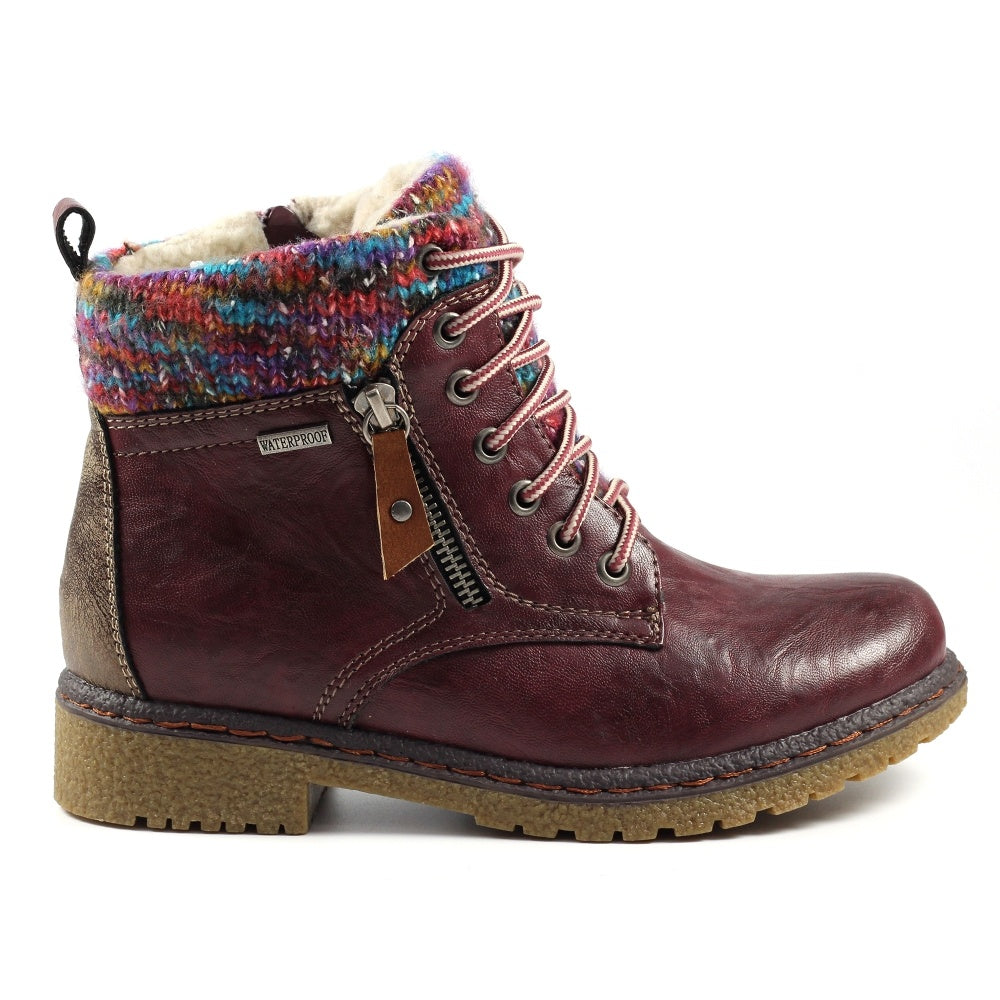 Lunar Jalapeno Burgundy Waterproof Ankle Boot