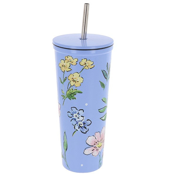 Hydration Soda Cup Cartoon Floral Blue