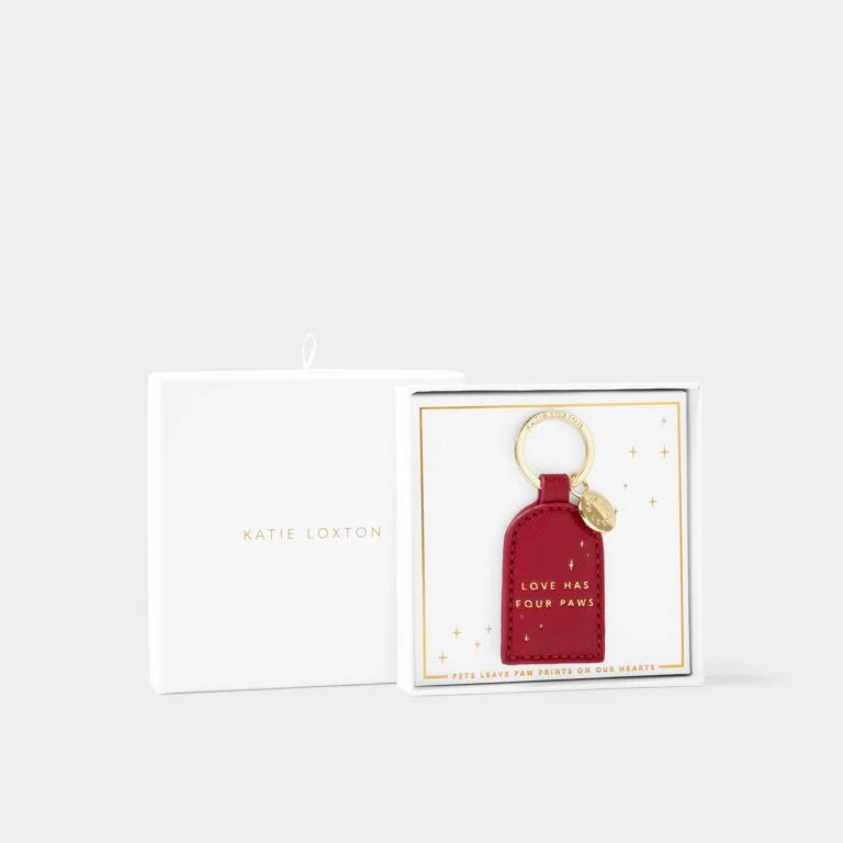 Katie Loxton Garnet Red Love Has Four Paws Boxed Keyring