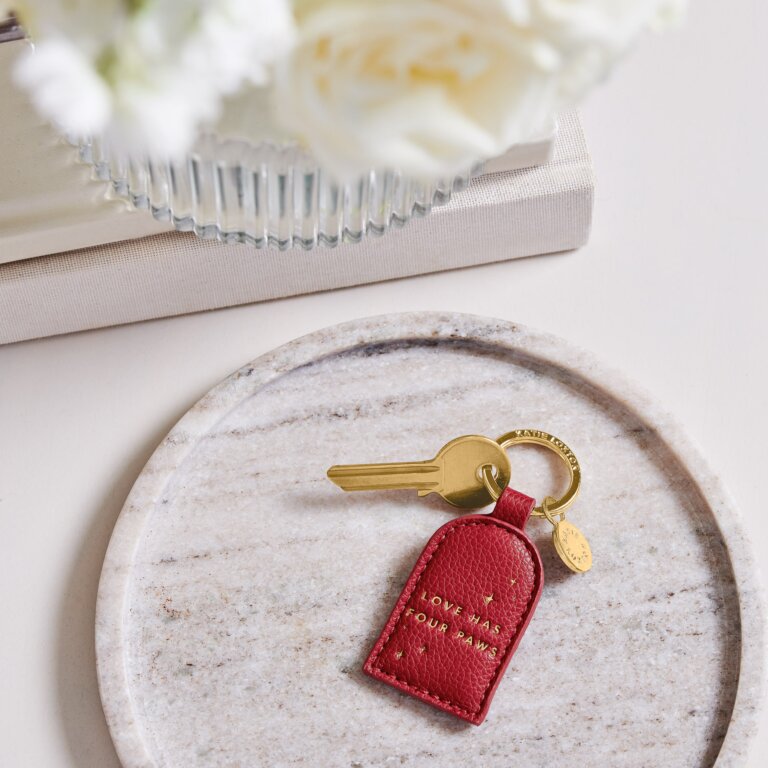 Katie Loxton Garnet Red Love Has Four Paws Boxed Keyring