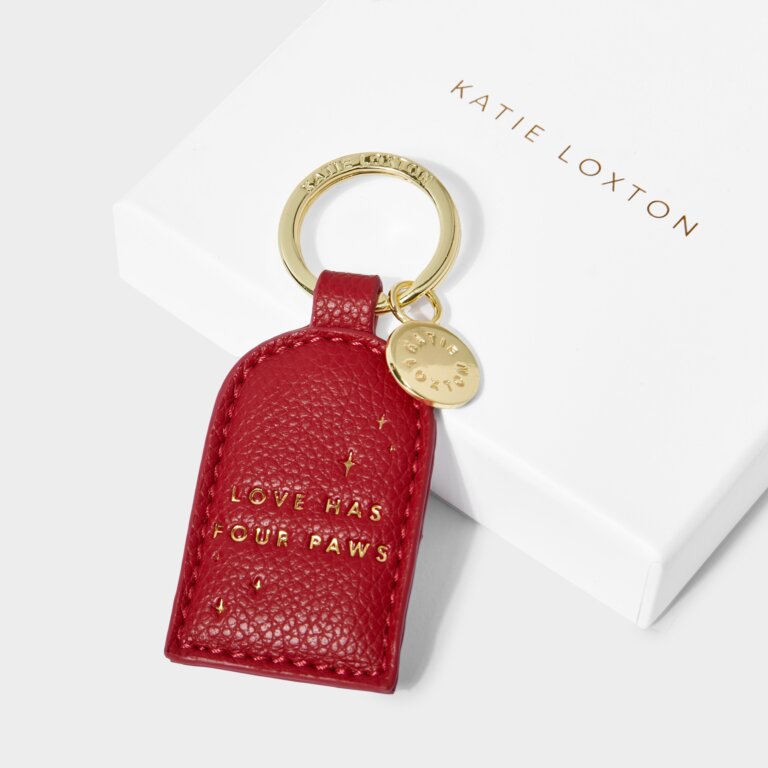 Katie Loxton Garnet Red Love Has Four Paws Boxed Keyring