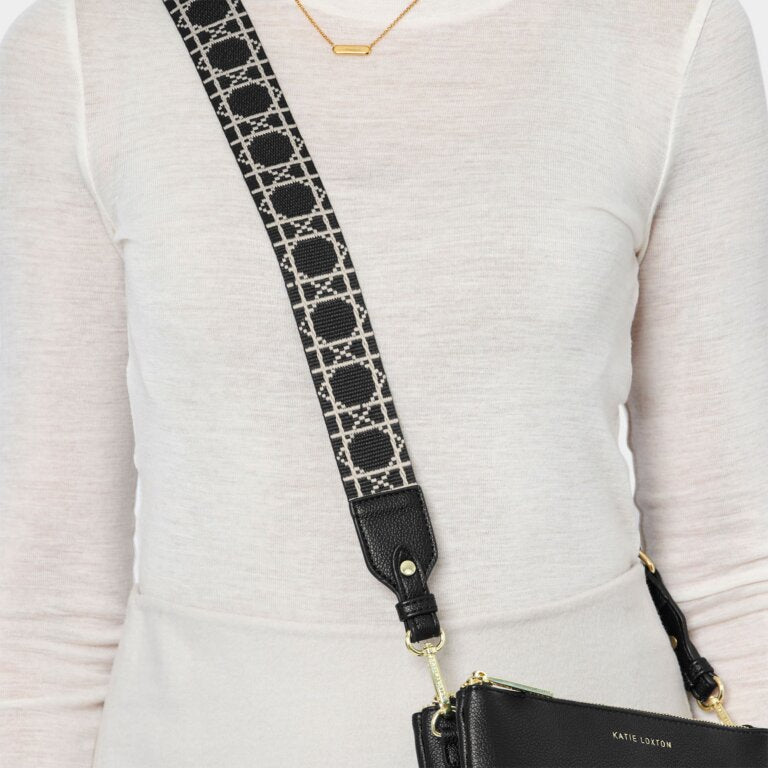 Katie Loxton Black Geometric Canvas Strap