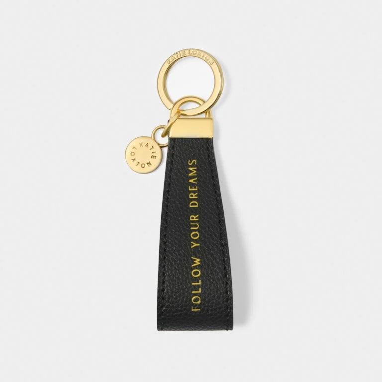 Katie Loxton Black Follow Your Dreams Loop Keyring