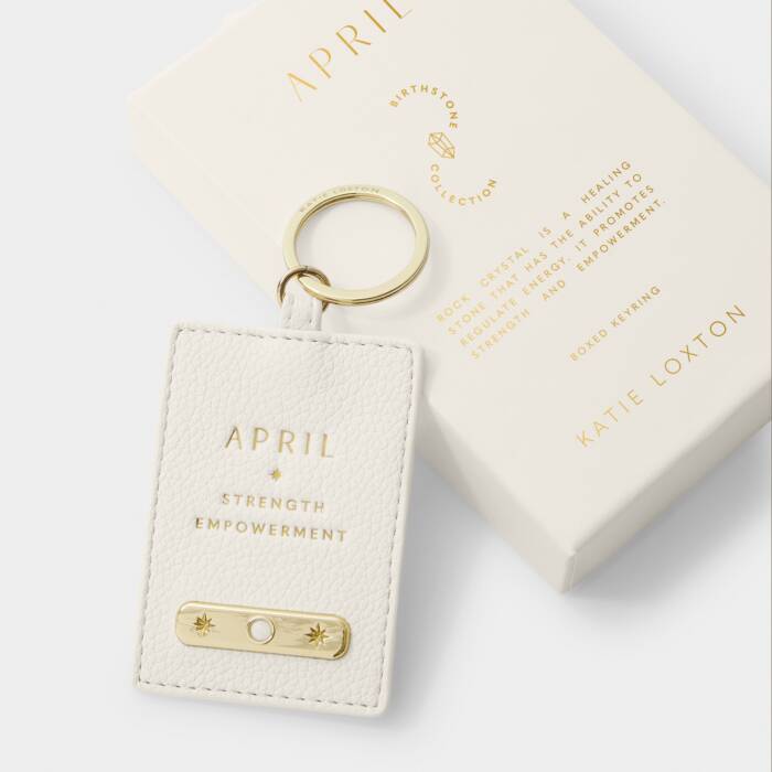 Katie Loxton Off White April Birthstone Keyring