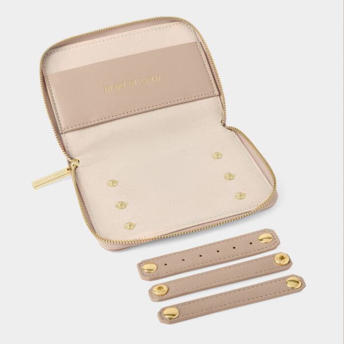 Katie Loxton Light Taupe Heart Of Gold Slim Jewellery Case