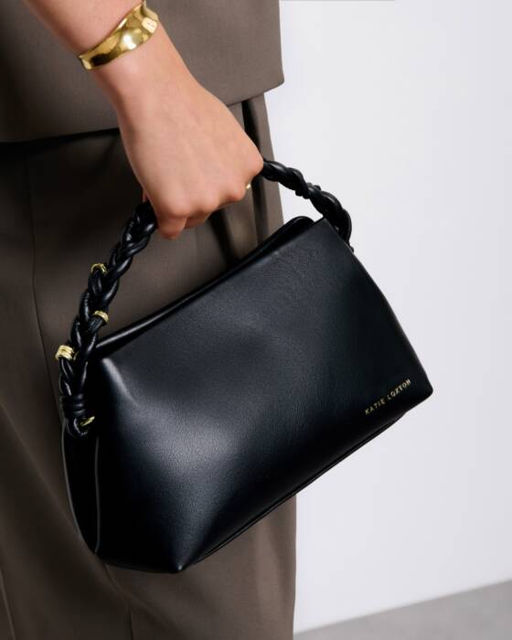 Katie Loxton Black Arden Braided Top Handle Bag