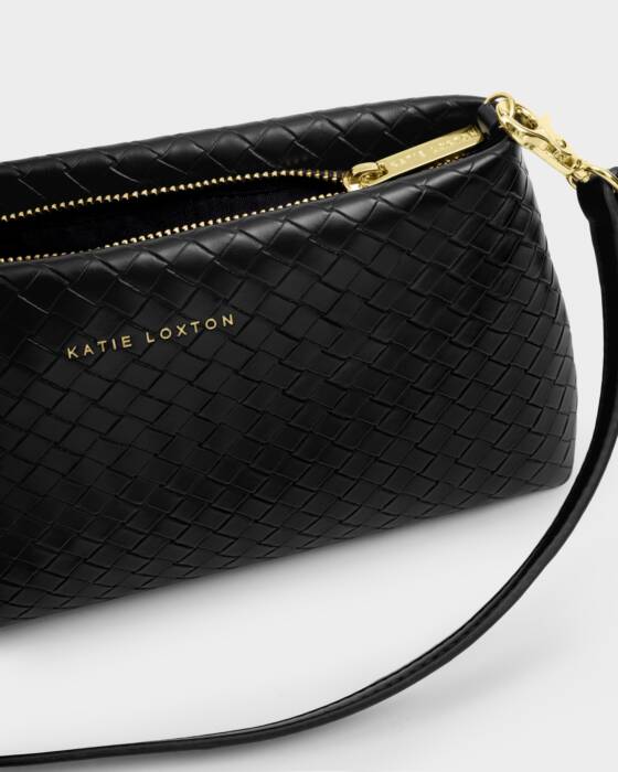 Katie Loxton Black Nova Woven Textured Clutch Bag