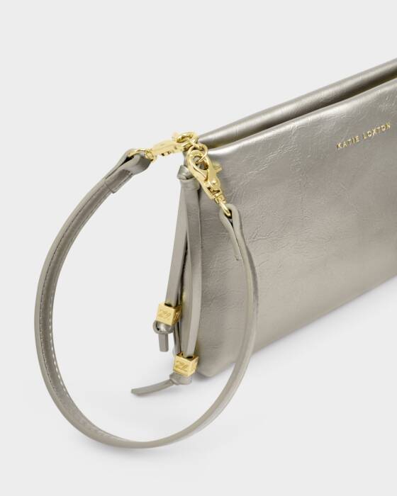 Katie Loxton Pewter Textured Patent Clutch Bag