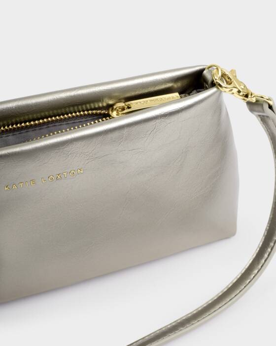 Katie Loxton Pewter Textured Patent Clutch Bag