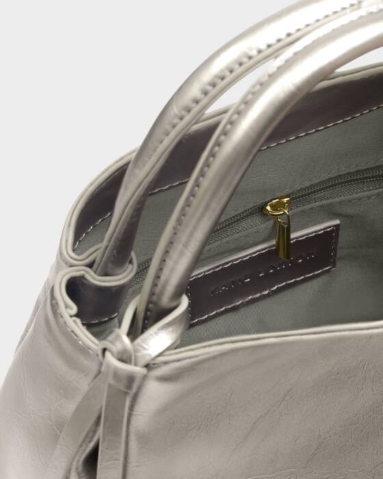 Katie Loxton Pewter Nova Patent Crackle Top Handle Bag