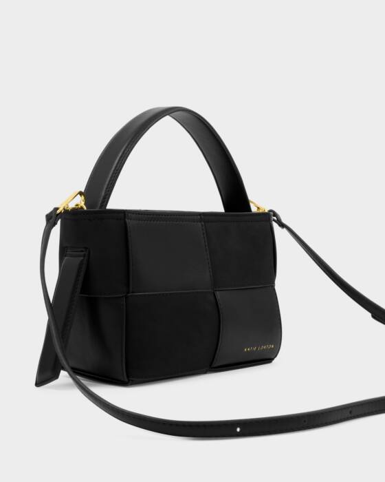 Katie Loxton Black Taya Woven Suedette Top Handle Bag