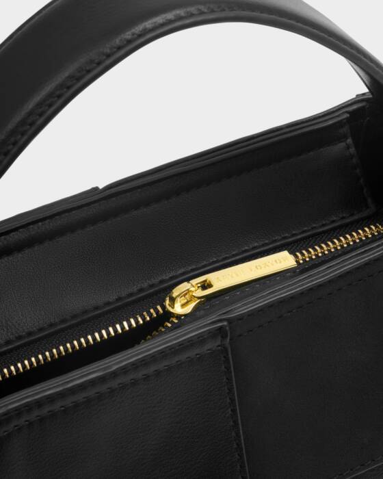 Katie Loxton Black Taya Woven Suedette Top Handle Bag