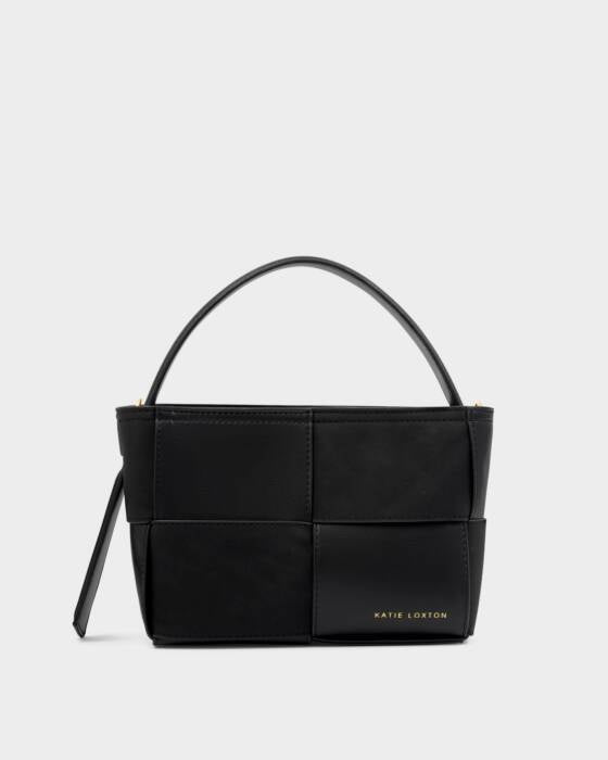 Katie Loxton Black Taya Woven Suedette Top Handle Bag