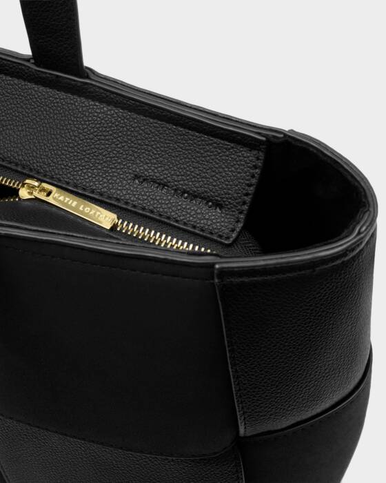 Katie Loxton Black Taya Woven Suedette Tote Bag