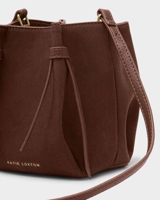 Katie Loxton Chocolate Suedette Celina Mini Bucket Bag