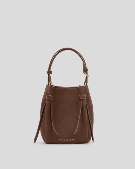 Katie Loxton Chocolate Suedette Celina Mini Bucket Bag