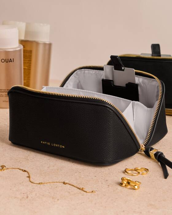 Katie Loxton Black Fold Out Mirror Make Up Bag