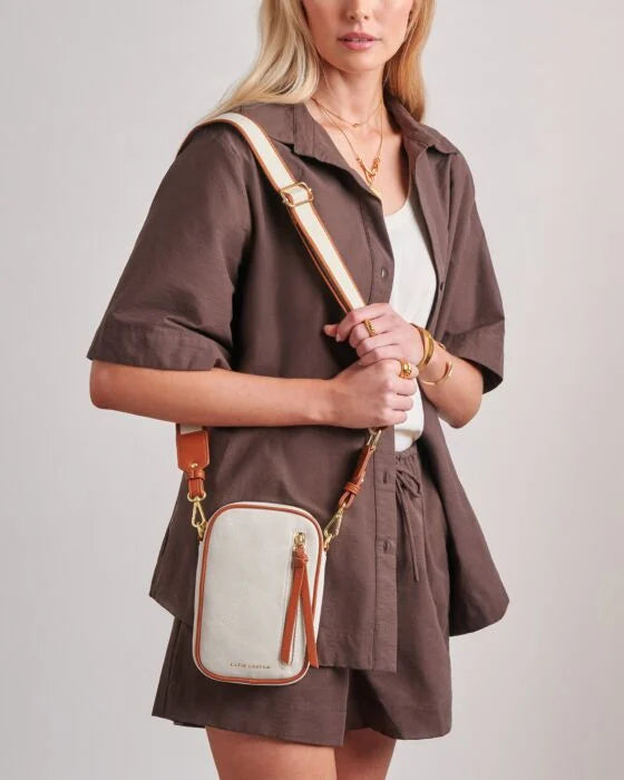 Katie Loxton Canvas Cognac Hallie Small Crossbody Bag