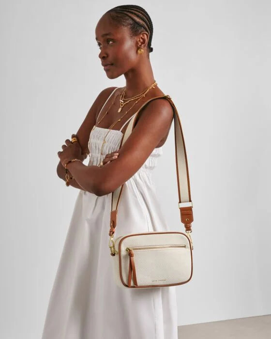 Katie Loxton Canvas Cognac Hallie Crossbody Bag