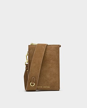 Katie Loxton Caramel Quilted Suedette Avery Slim Crossbody Bag