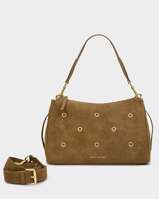 Katie Loxton Caramel Suedette Alize Studded Shoulder Bag