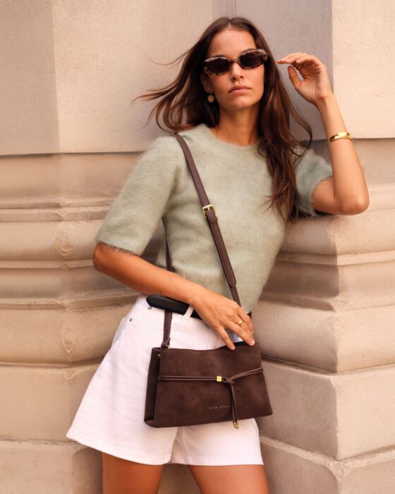 Katie Loxton Bitter Chocolate Suedette Lori Crossbody Bag