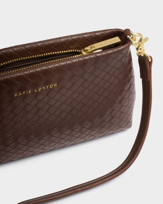 Katie Loxton Dark Chocolate Woven Nova Small Shoulder Bag
