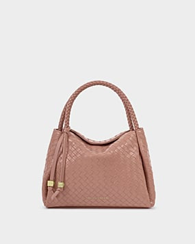 Katie Loxton Pink Clay Nova Woven Texture Top Handle Bag