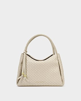 Katie Loxton Off White Nova Woven Texture Top Handle Bag