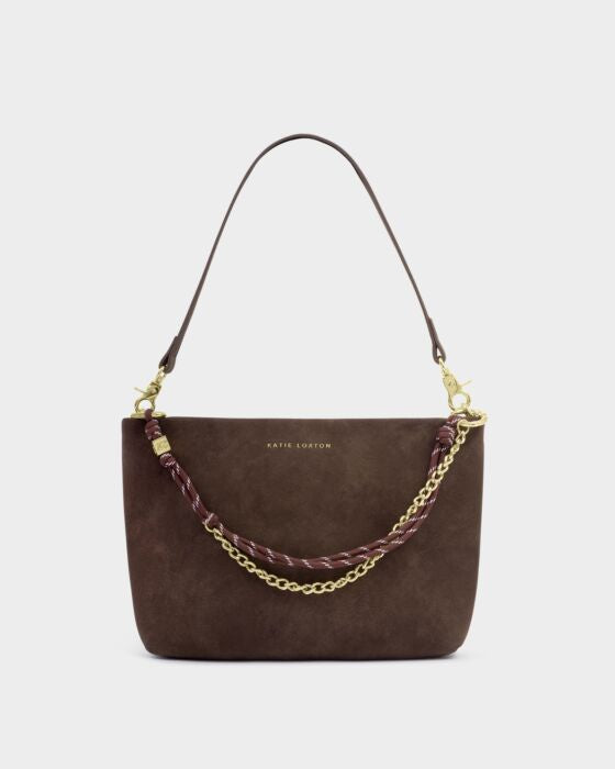 Katie Loxton Bitter Chocolate Suedette Corn Small Shoulder Bag