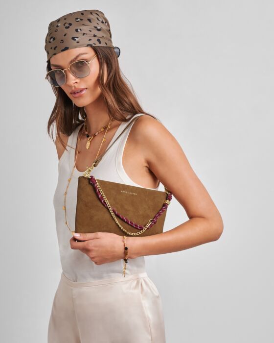 Katie Loxton Caramel Suedette Cord Small Shoulder Bag